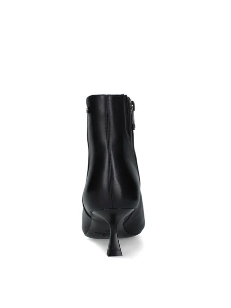 STIVALETTI TACCO ALTO IN PELELE CON ZIP LATERALE DONNA NERO