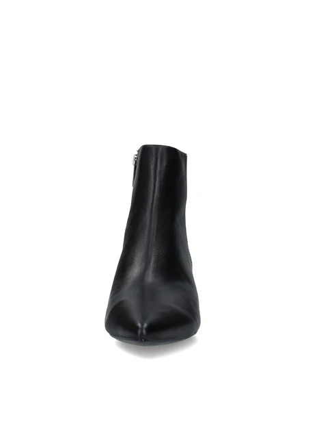 STIVALETTI TACCO ALTO IN PELELE CON ZIP LATERALE DONNA NERO