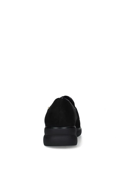 MOCASSINI COMFORT IN CAMOSCIO CON FASCIA DECORATA DONNA NERO