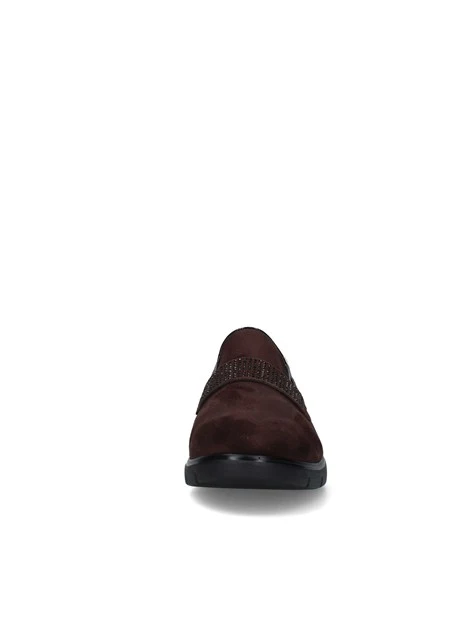 MOCASSINI COMFORT IN CAMOSCIO CON FASCIA DECORATA DONNA MARRONE
