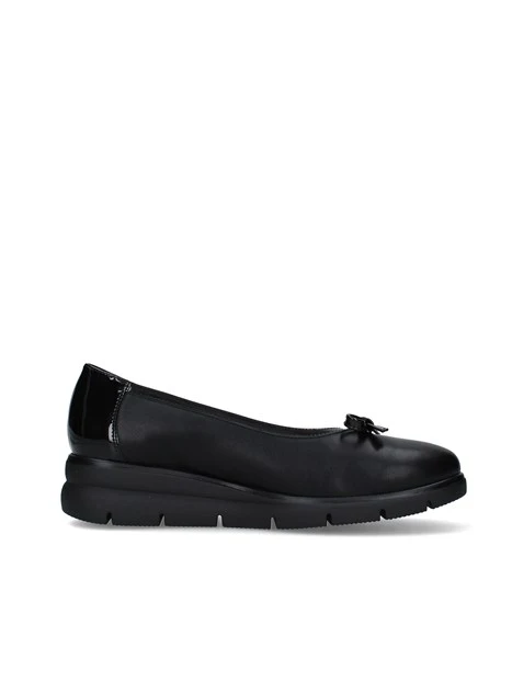 BALLERINE COMFORT IN PELLE CON FIOCCO DONNA NERO