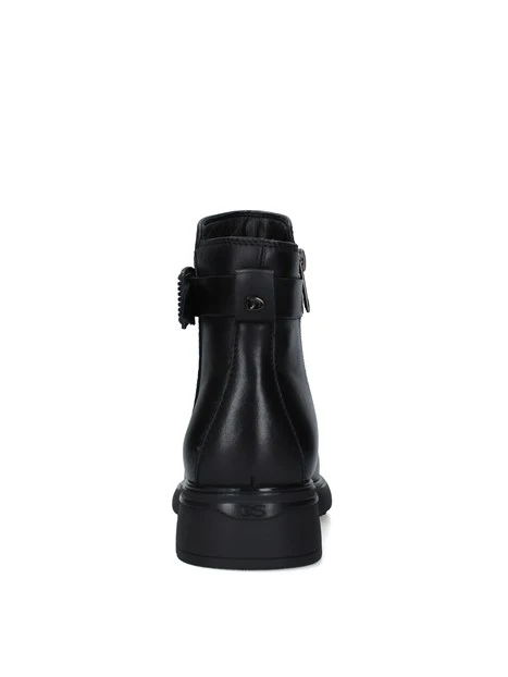 STIVALETTI TACCO BASSO CON CINTURINO E FIBBIA DONNA NERO