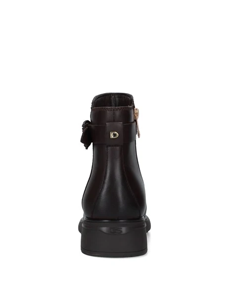 STIVALETTI TACCO BASSO CON FIBBIA DECORATIVA DONNA MARRONE