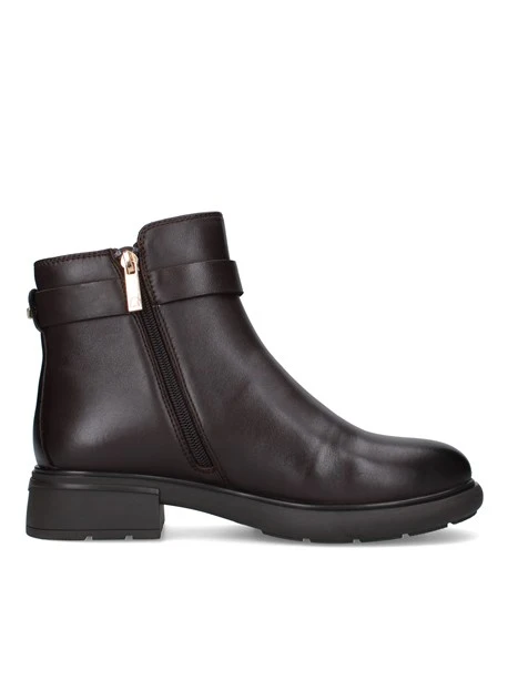 STIVALETTI TACCO BASSO CON FIBBIA DECORATIVA DONNA MARRONE
