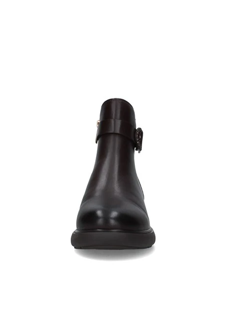 STIVALETTI TACCO BASSO CON FIBBIA DECORATIVA DONNA MARRONE