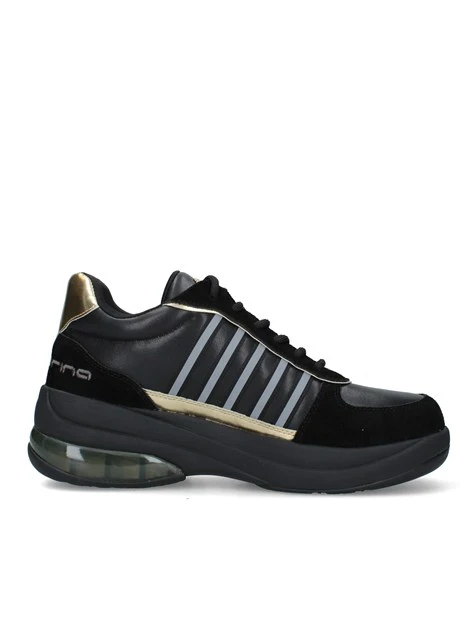 SNEAKERS BASSE CON DETTAGLI A CONTRASTO DONNA NERO