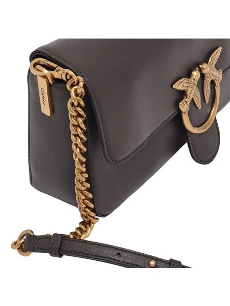 BORSA A TRACOLLA IN PELLE CON PATTA DONNA MARRONE