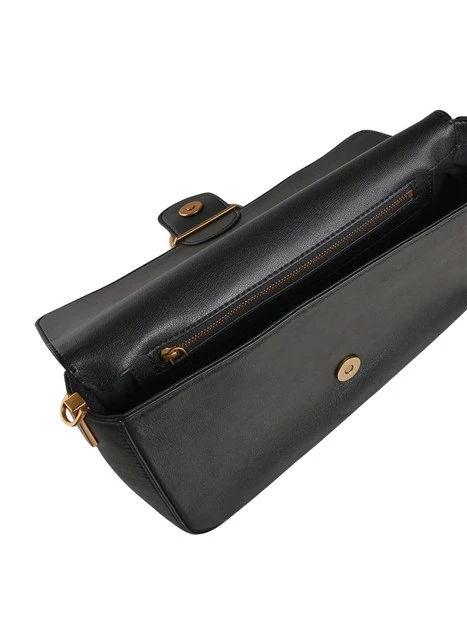 BORSA A TRACOLLA IN PELLE CON PATTA DONNA NERO