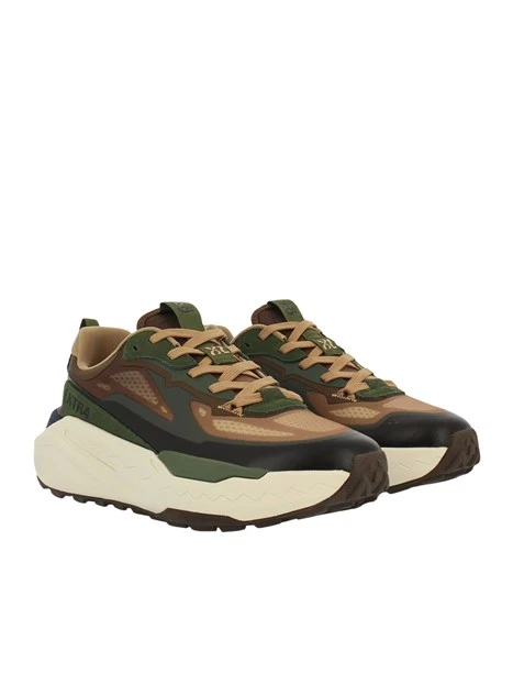 SNEAKERS BASSE IN CAMOSCIO E MESH CON FONDO MAXI AMMORTIZZATO UOMO BEIGE
