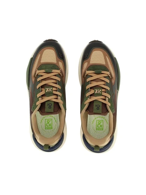 SNEAKERS BASSE IN CAMOSCIO E MESH CON FONDO MAXI AMMORTIZZATO UOMO BEIGE