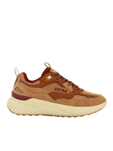 SNEAKERS BASSE IN PELLE E TESSUTO TECNICO CON FONDO AMMORTIZZATO DONNA BEIGE