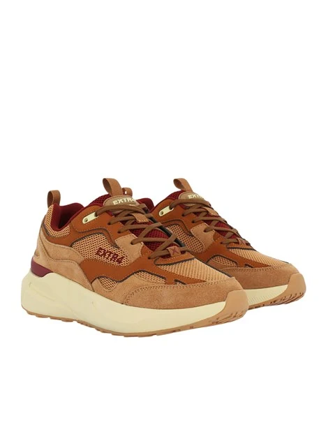 SNEAKERS BASSE IN PELLE E TESSUTO TECNICO CON FONDO AMMORTIZZATO DONNA BEIGE