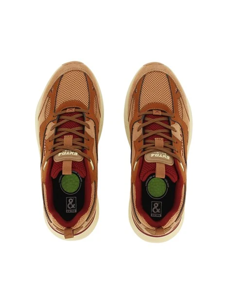 SNEAKERS BASSE IN PELLE E TESSUTO TECNICO CON FONDO AMMORTIZZATO DONNA BEIGE