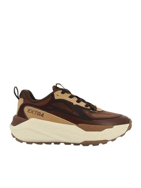 SNEAKERS BASSE IN CAMOSCIO E MESH CON FONDO MAXI AMMORTIZZATO DONNA MARRONE