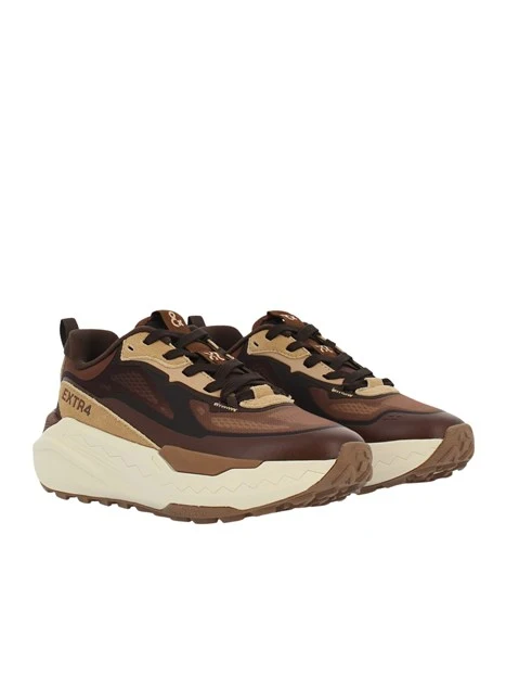 SNEAKERS BASSE IN CAMOSCIO E MESH CON FONDO MAXI AMMORTIZZATO DONNA MARRONE