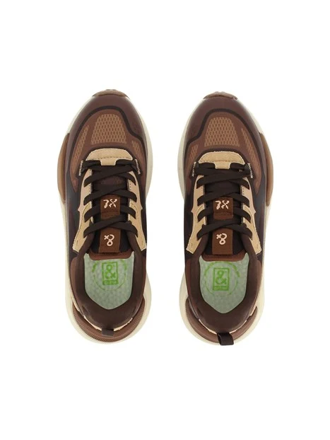 SNEAKERS BASSE IN CAMOSCIO E MESH CON FONDO MAXI AMMORTIZZATO DONNA MARRONE