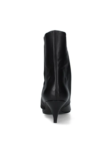 STIVALETTI TACCO BASSO CON GAMBALE ARRICCIATO E PUNTA AFFUSOLATA DONNA NERO
