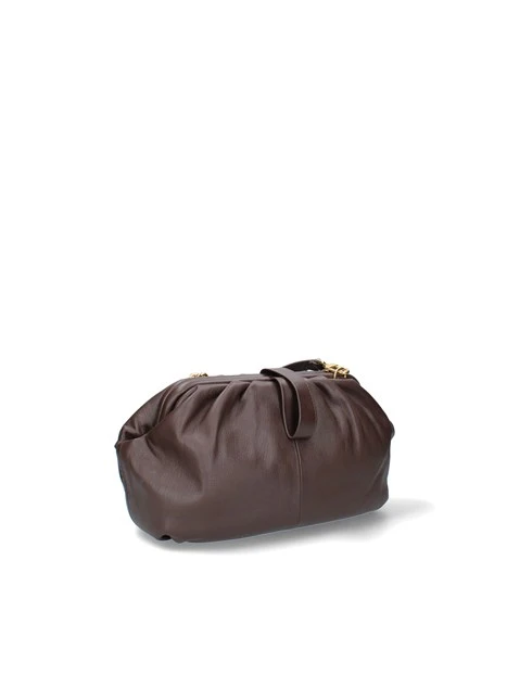 BORSA A MANO ARRICCIATA CON TRACOLLA DONNA MARRONE