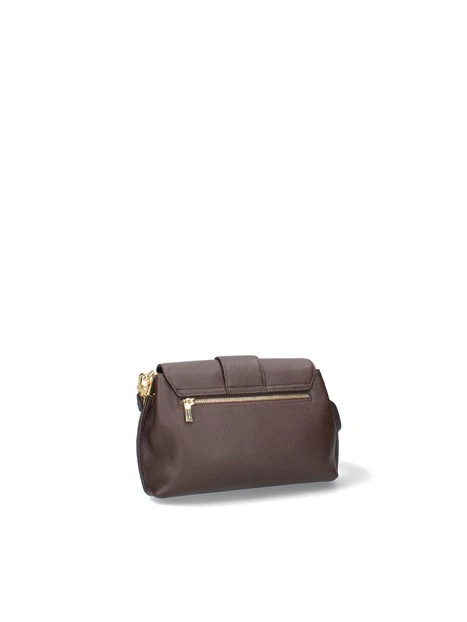 BORSA A TRACOLLA IN PELLE MARTELLATA CON PATTA DONNA MARRONE
