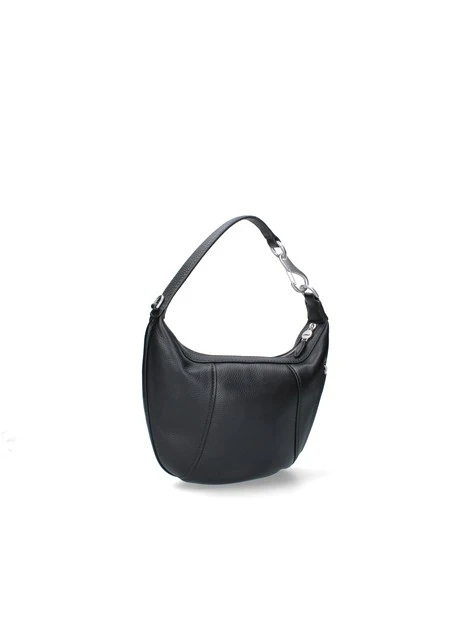 BORSA A SPALLA HOBO IN PELLE CON TRACOLLA DONNA NERO