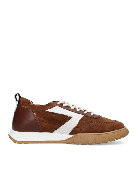 SNEAKERS BASSE CON INSERTO LATERALE A CONTRASTO DONNA CUOIO