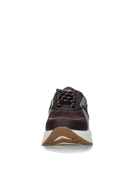SNEAKERS BASSE CON INSERTI METALLIZZATI DONNA MARRONE