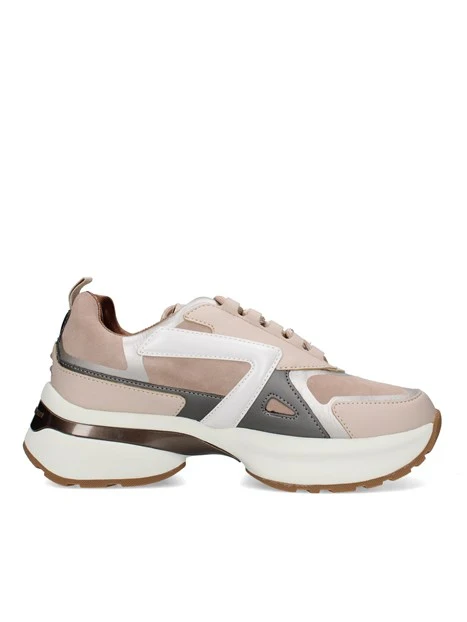 SNEAKERS BASSE CON INSERTI METALLIZZATI DONNA TORTORA