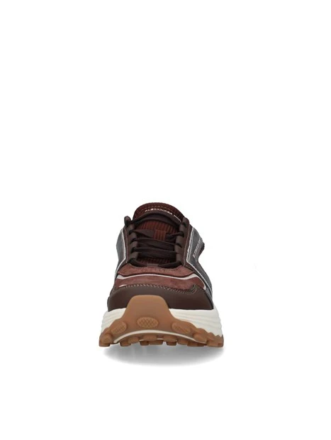 SNEAKERS BASSE CON SUOLA CHUNKY E INSERTI METALLIZZATI DONNA MARRONE