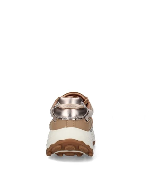 SNEAKERS BASSE CON SUOLA CHUNKY E INSERTI METALLIZZATI DONNA BEIGE