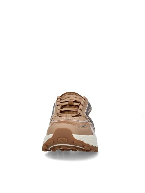 SNEAKERS BASSE CON SUOLA CHUNKY E INSERTI METALLIZZATI DONNA BEIGE