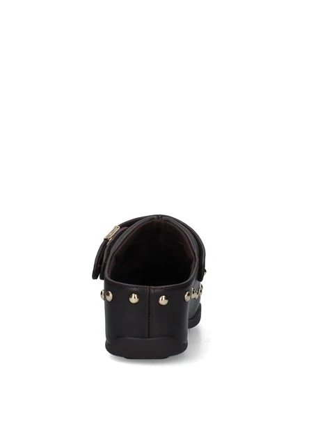 SABOT CON BORCHIE E CINTURINO DONNA MARRONE