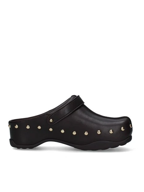 SABOT CON BORCHIE E CINTURINO DONNA MARRONE