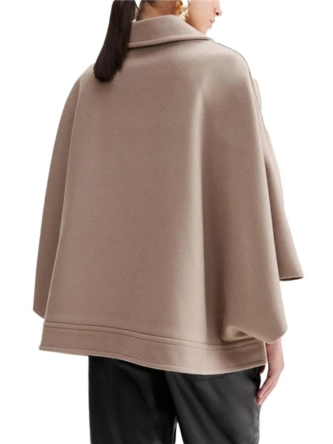 CAPPOTTO MODELLO CAPPA IN MISTO LANA CON COLLO A CAMICIA DONNA BEIGE