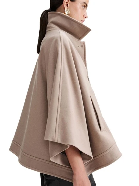 CAPPOTTO MODELLO CAPPA IN MISTO LANA CON COLLO A CAMICIA DONNA BEIGE
