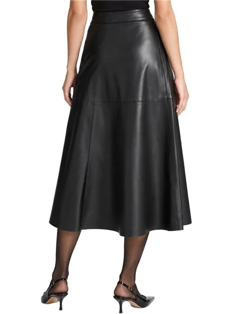 GONNA LUNGA MIDI SVASATA IN JERSEY SPALMATO DONNA NERO