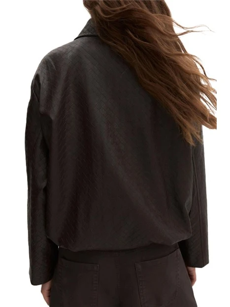 GIACCA CORTA STILE BOMBER CON EFFETTO INTRECCIATO DONNA MARRONE