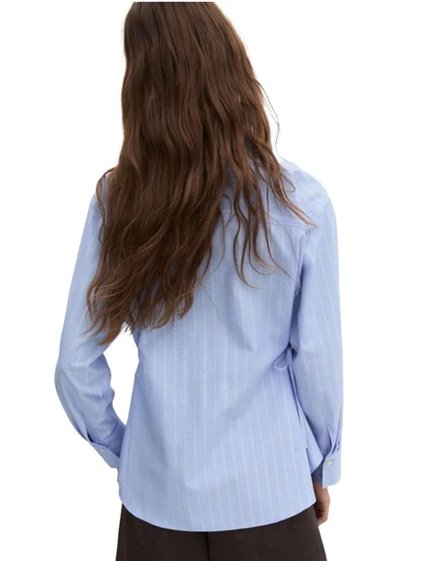CAMICIA OVER IN POPELINE MISTO COTONE CON LUREX DONNA AZZURRO