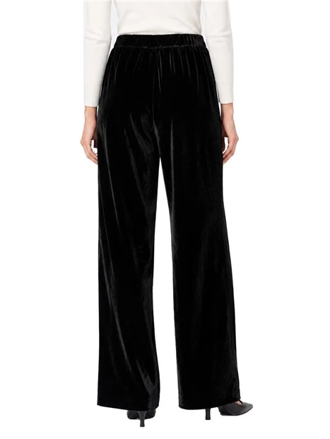 PANTALONI PALAZZO ìIN VELLUTO CON VITA ELASTICIZZATA DONNA NERO