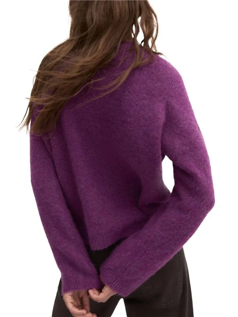 MAGLIA GIROCOLLO OVERSIZE IN MISTO LANA CON BANDANA COORDINATA DONNA VIOLA