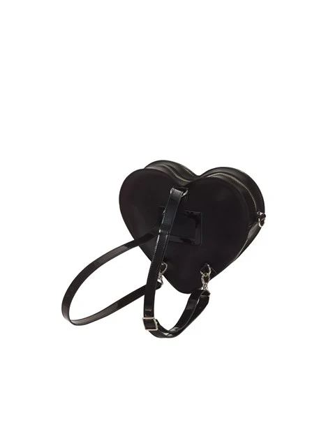 ZAINO A CUORE IN PELLE CON TASCA FRONTALE DONNA NERO