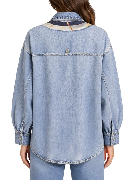 CAMICIA OVERSIZE CON FANTASIA STAMPATA DONNA BLU