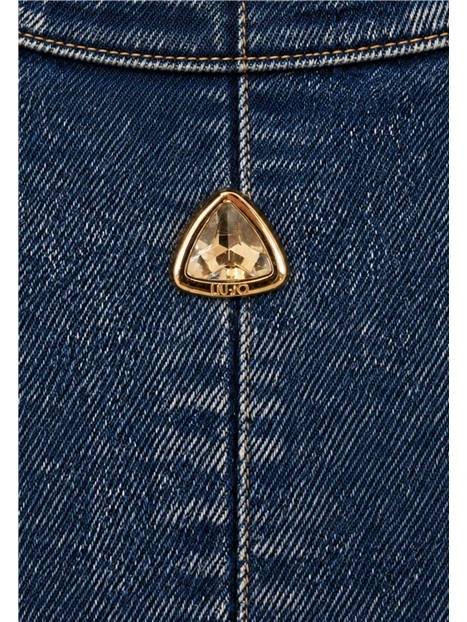 GIACCA CORTA IN DENIM CON ALAMARI ANNODATI DONNA BLU