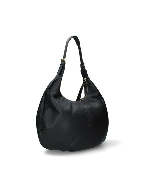 BORSA A SPALLA MEZZALUNA IN PELLE DONNA NERO