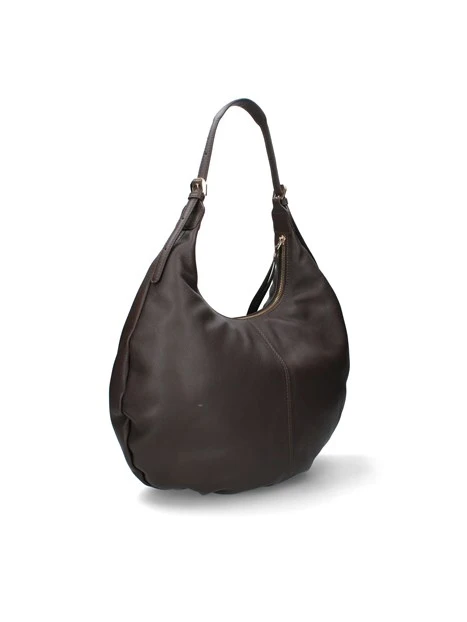 BORSA A SPALLA MEZZALUNA IN PELLE DONNA MARRONE