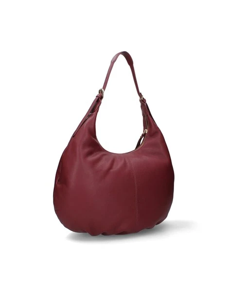 BORSA A SPALLA A MEZZALUNA IN PELLE DONNA BORDEAUX
