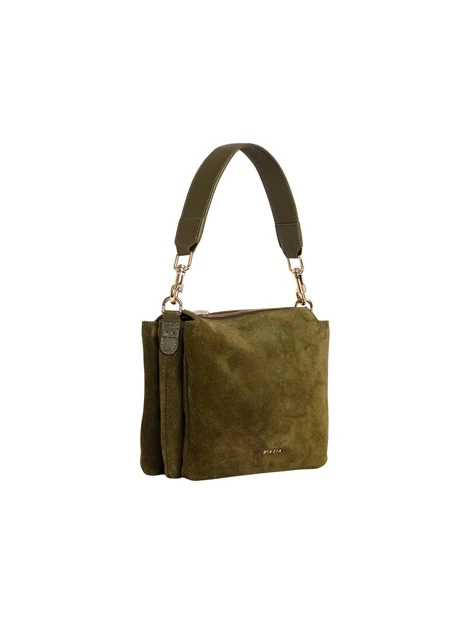 BORSA A SPALLA IN PELLE SCAMOSCIATA DONNA VERDE