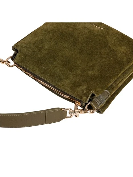 BORSA A SPALLA IN PELLE SCAMOSCIATA DONNA VERDE