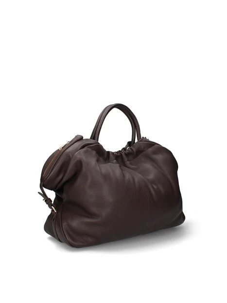 BORSA A MANO AMPIA IN PELLE DONNA MARRONE