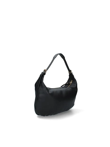 BORSA A SPALLA CON TRACOLLA IN PELLE DONNA NERO