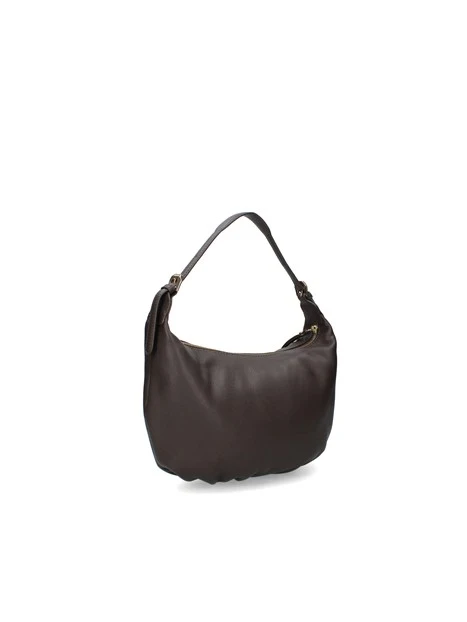 BORSA A SPALLA CON TRACOLLA IN PELLE DONNA MARRONE